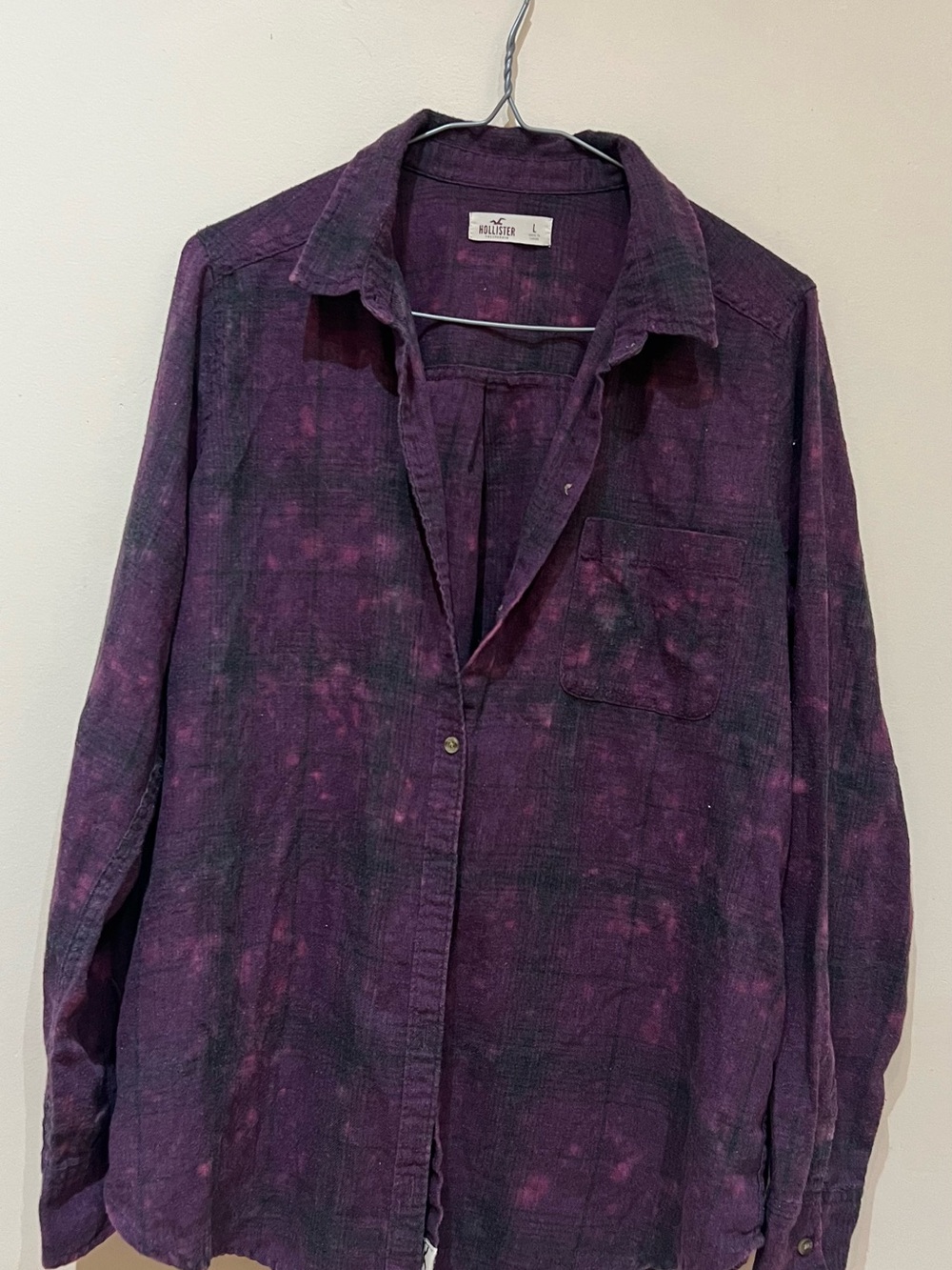 Hollister Purple Tie-Dye polo long sleeves